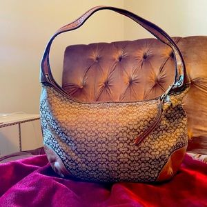 Coach Mini Signature Jaquard Hobo Handbag Brown J052-2154